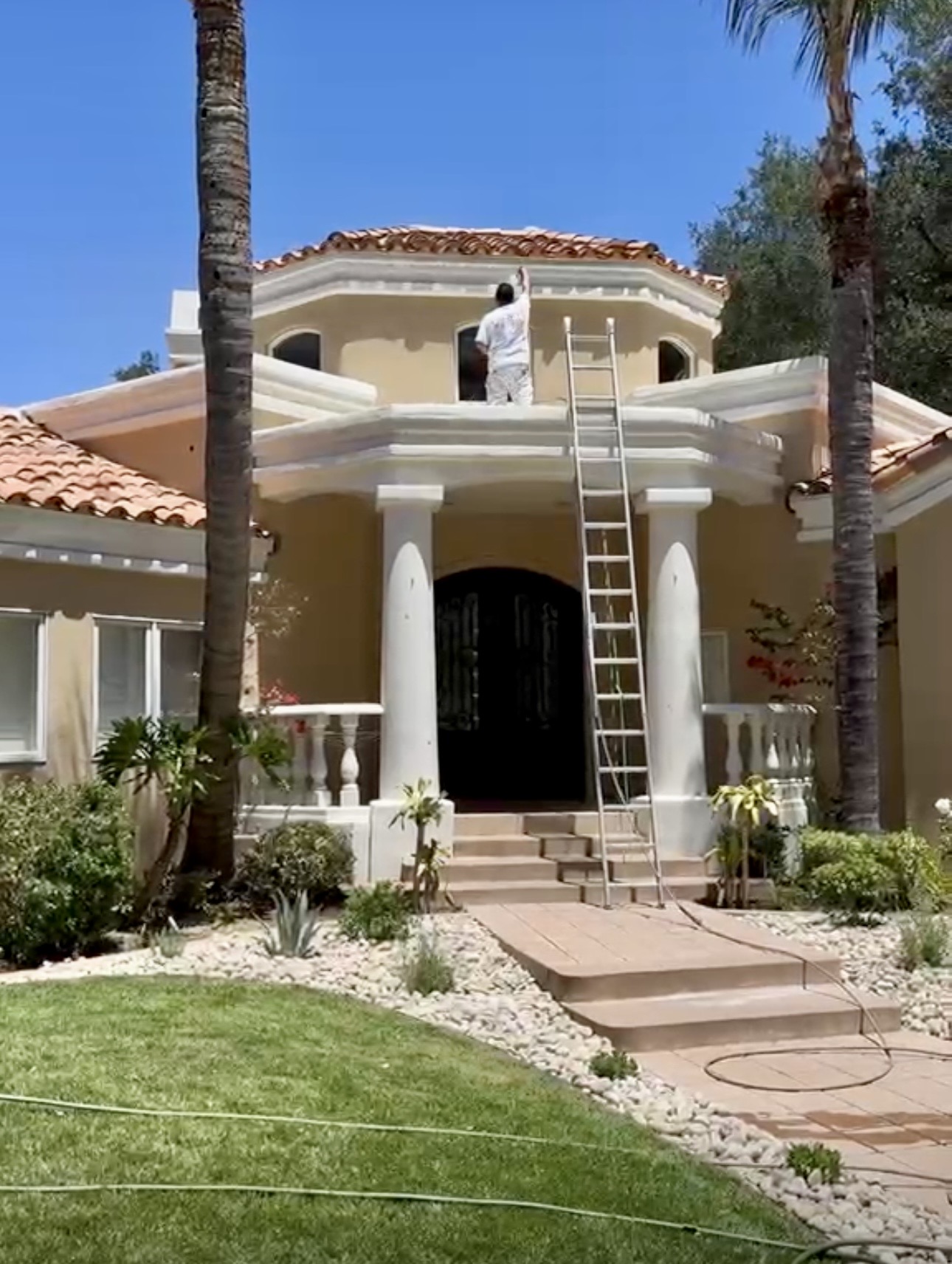 Exterior painting project in progress